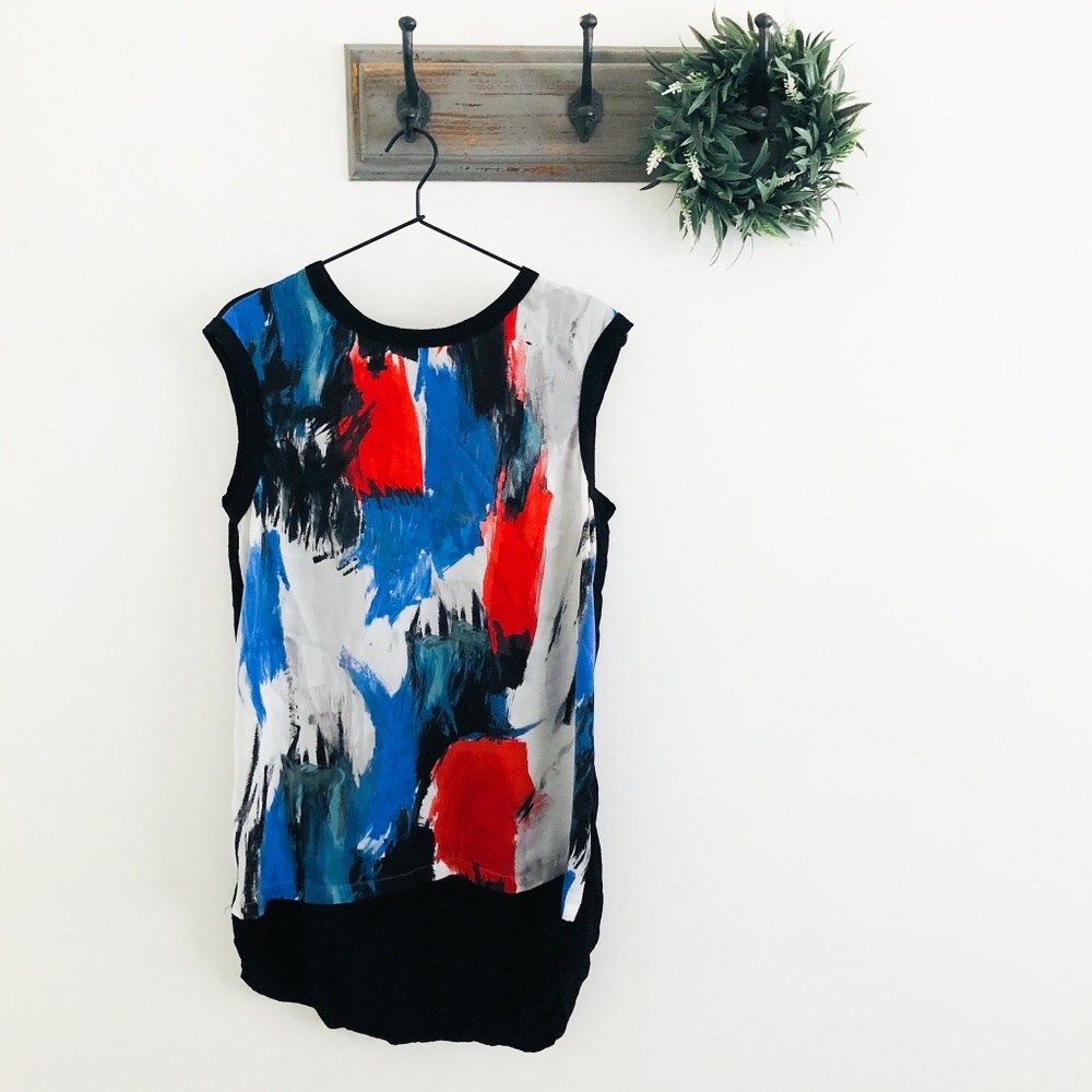 Fiteen Twenty Red Blue Tunic Top S